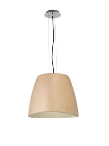 Triangle 47cm Pendant Large 1 Light E27, Beech/Polished Chrome