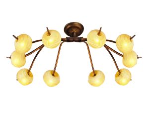 (0038 001) Wave 94cm Ceiling 10 Light G9, Rustic Gold