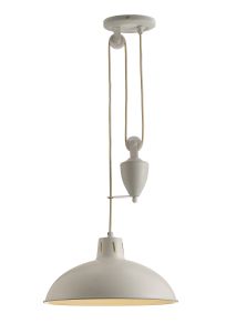 Wellington 37cm Pulley System Pendant 1 Light E27 Matt White