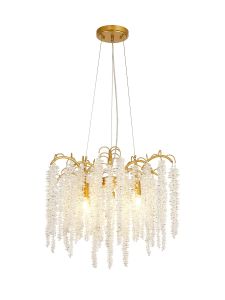 Wisteria 62cm Round Pendant, 7 Light E14, French Gold / Crystal